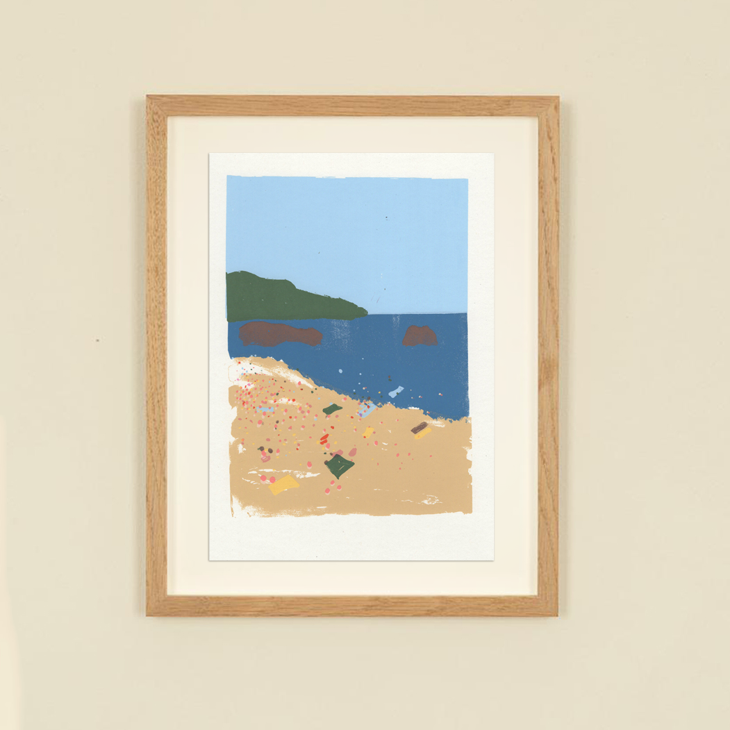 The Beach- Silk Print by Or Lapid