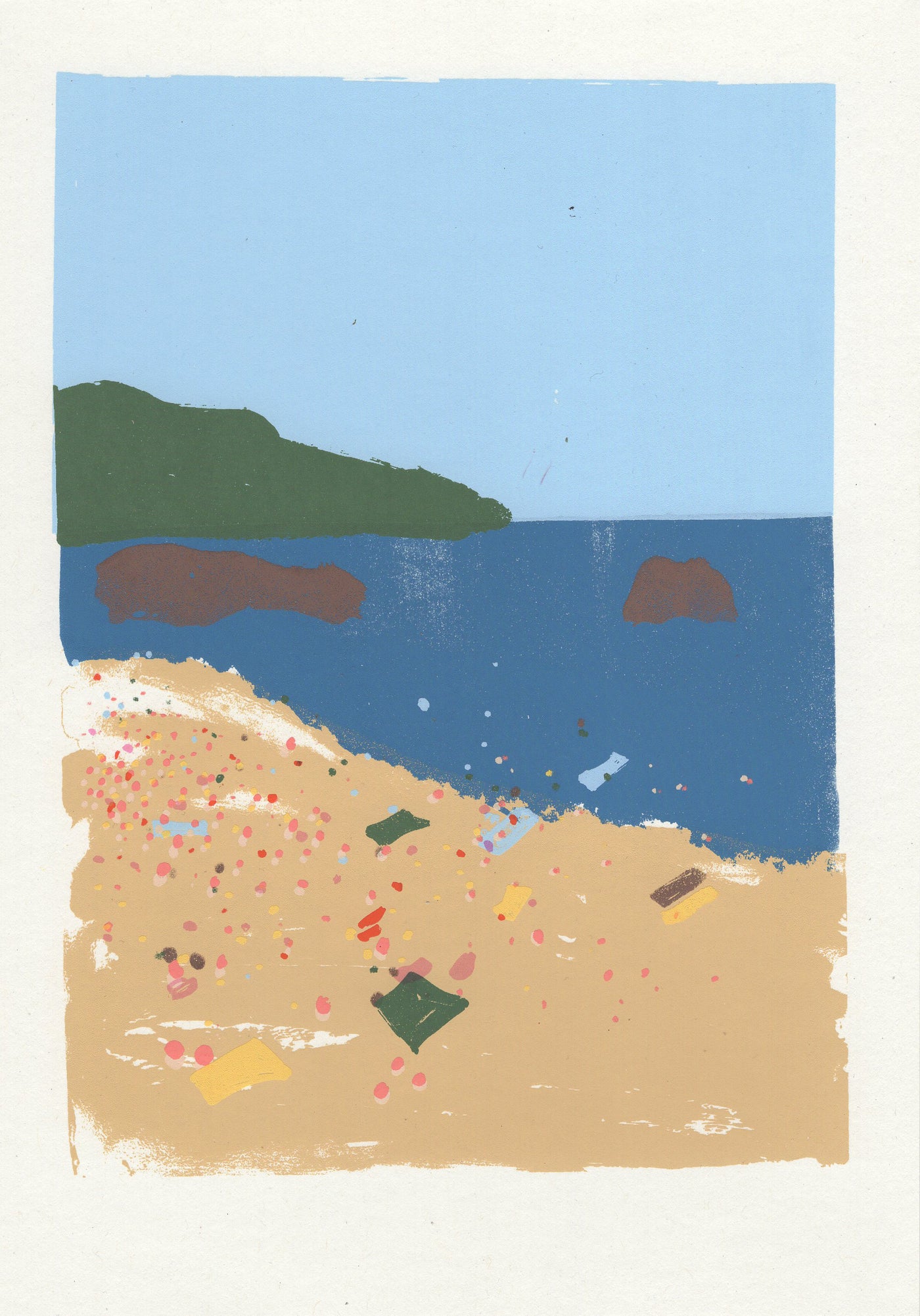 The Beach- Silk Print by Or Lapid