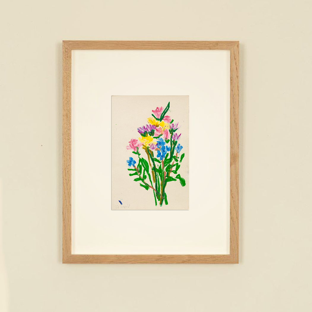 Original framed painting- Colorful Flowers- Or Lapid