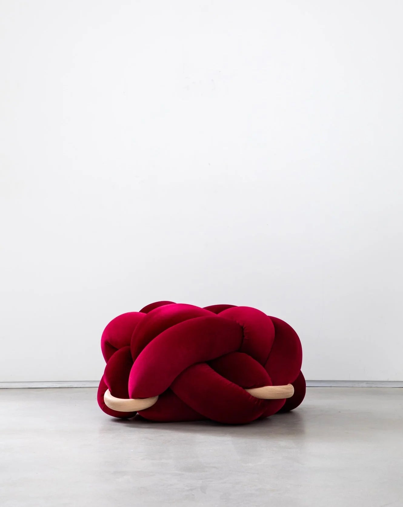 Velvet Knot Cushion- Hot Cherry