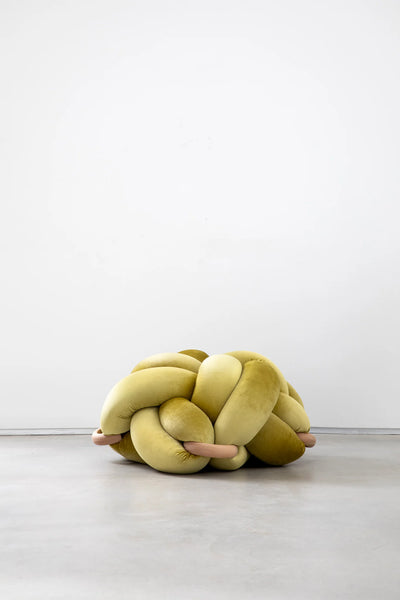 Velvet Knot Cushion- Citron