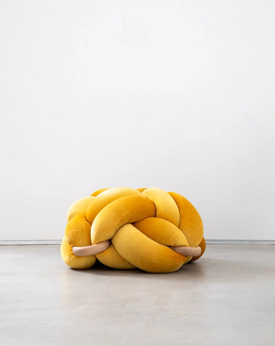 Velvet Knot Cushion- Sunlight Yellow