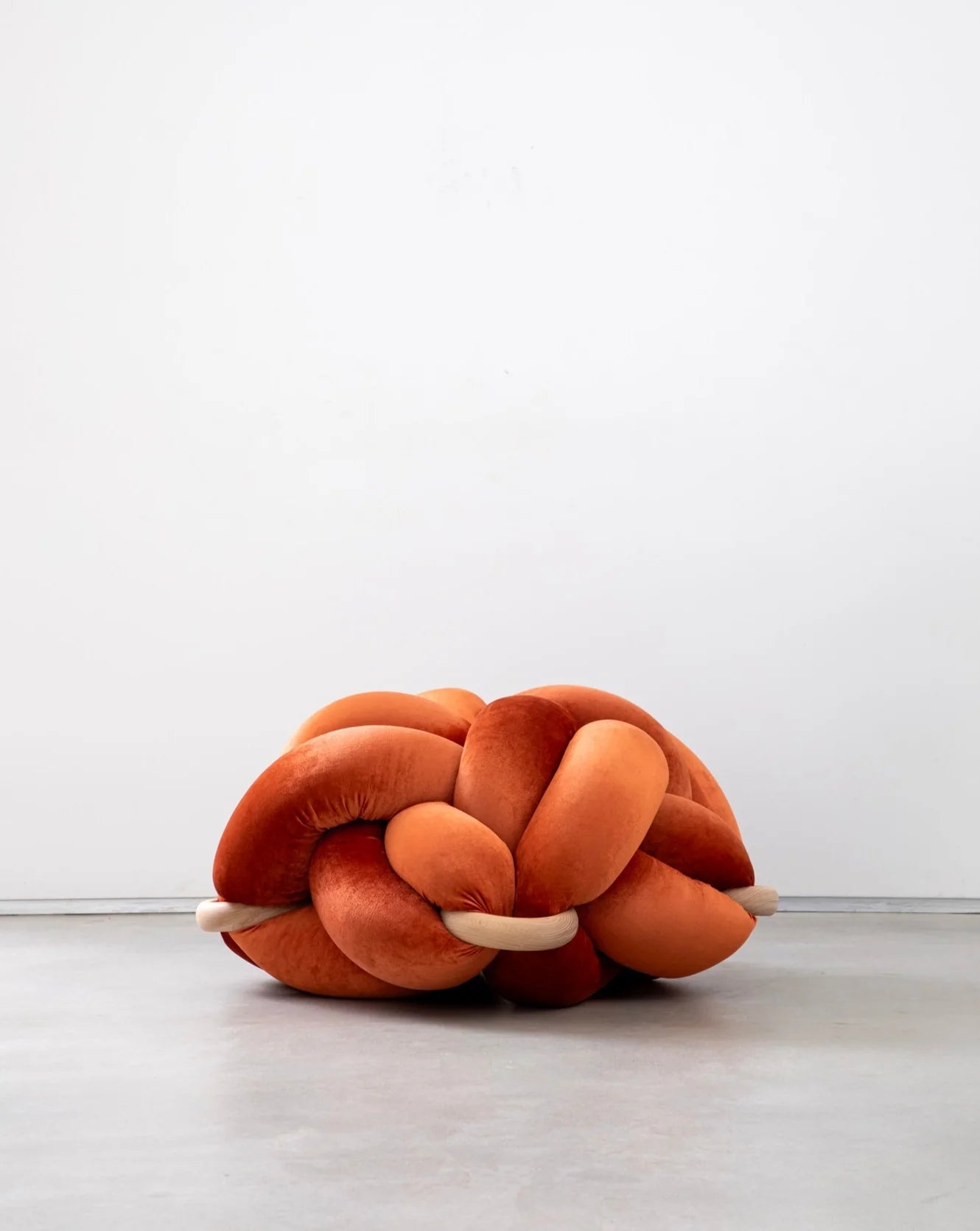 Velvet Knot Cushion- Burnt Orange