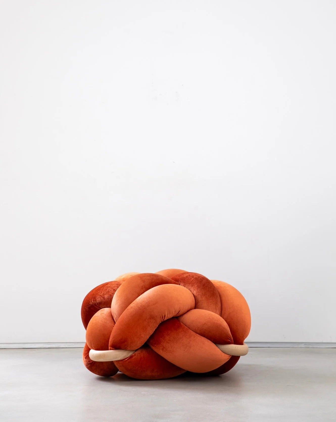 Velvet Knot Cushion- Burnt Orange