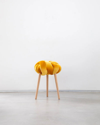 Velvet Knot Stool- Sunlight Yellow