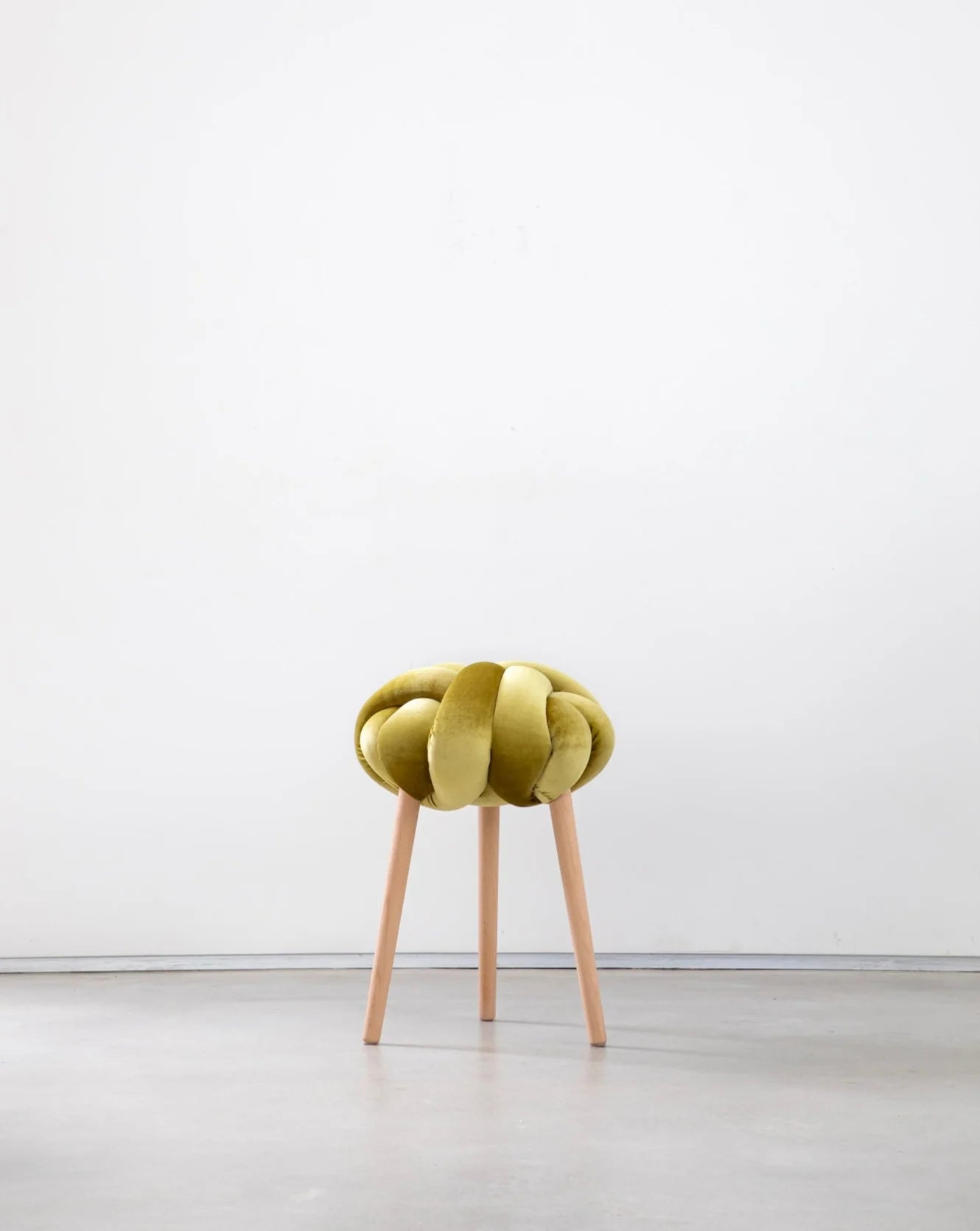 Velvet Knot Stool- Citron