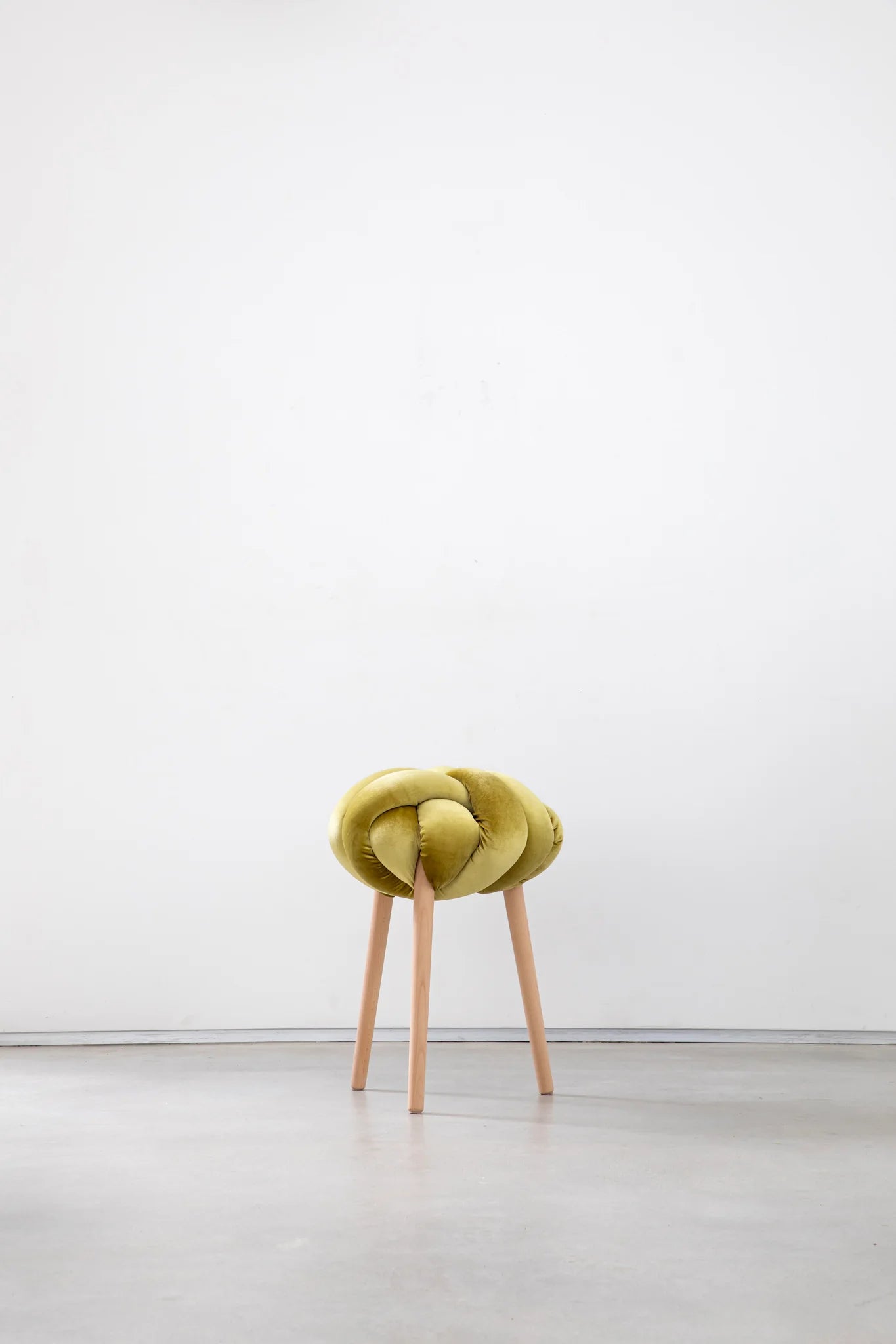 Velvet Knot Stool- Citron