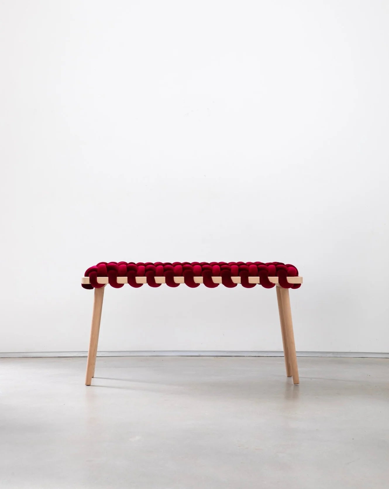 Velvet Woven Bench - Hot Cherry