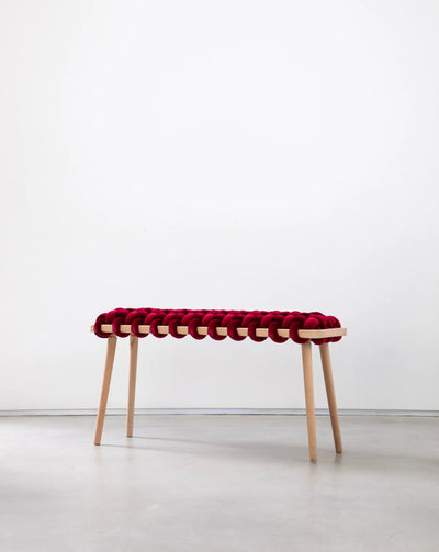 Velvet Woven Bench - Hot Cherry