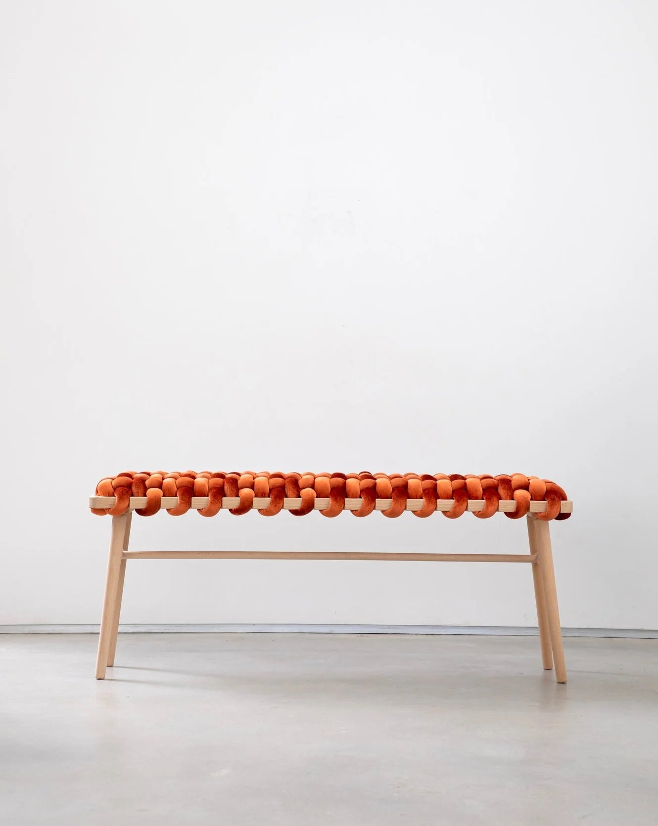 Velvet Woven Bench - Burnt Orange