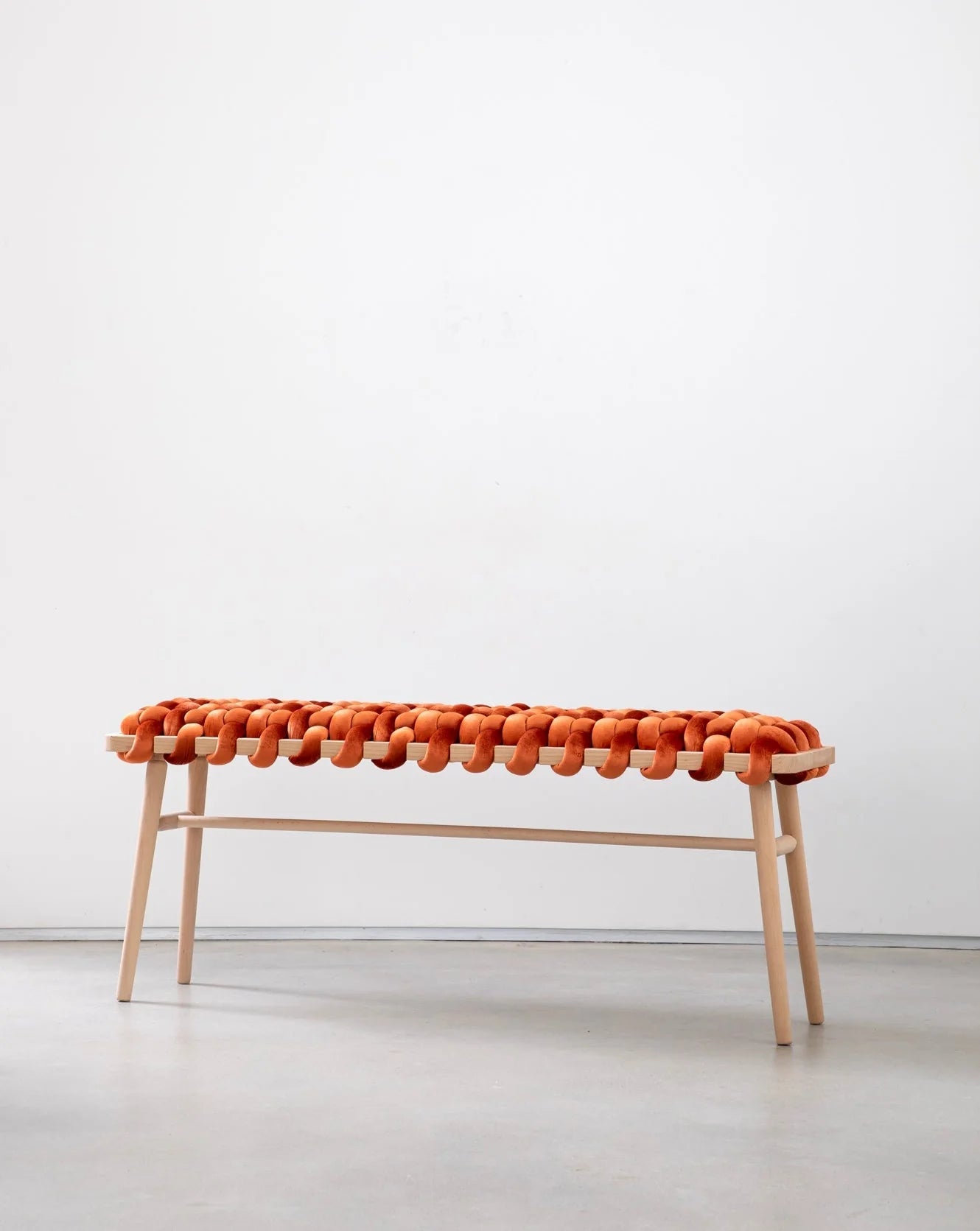 Velvet Woven Bench - Burnt Orange