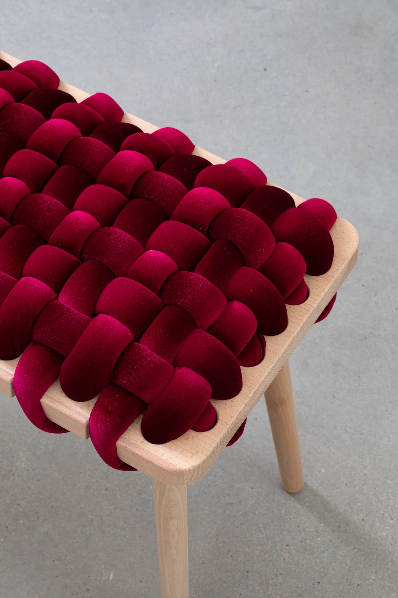 Velvet Woven Bench - Hot Cherry