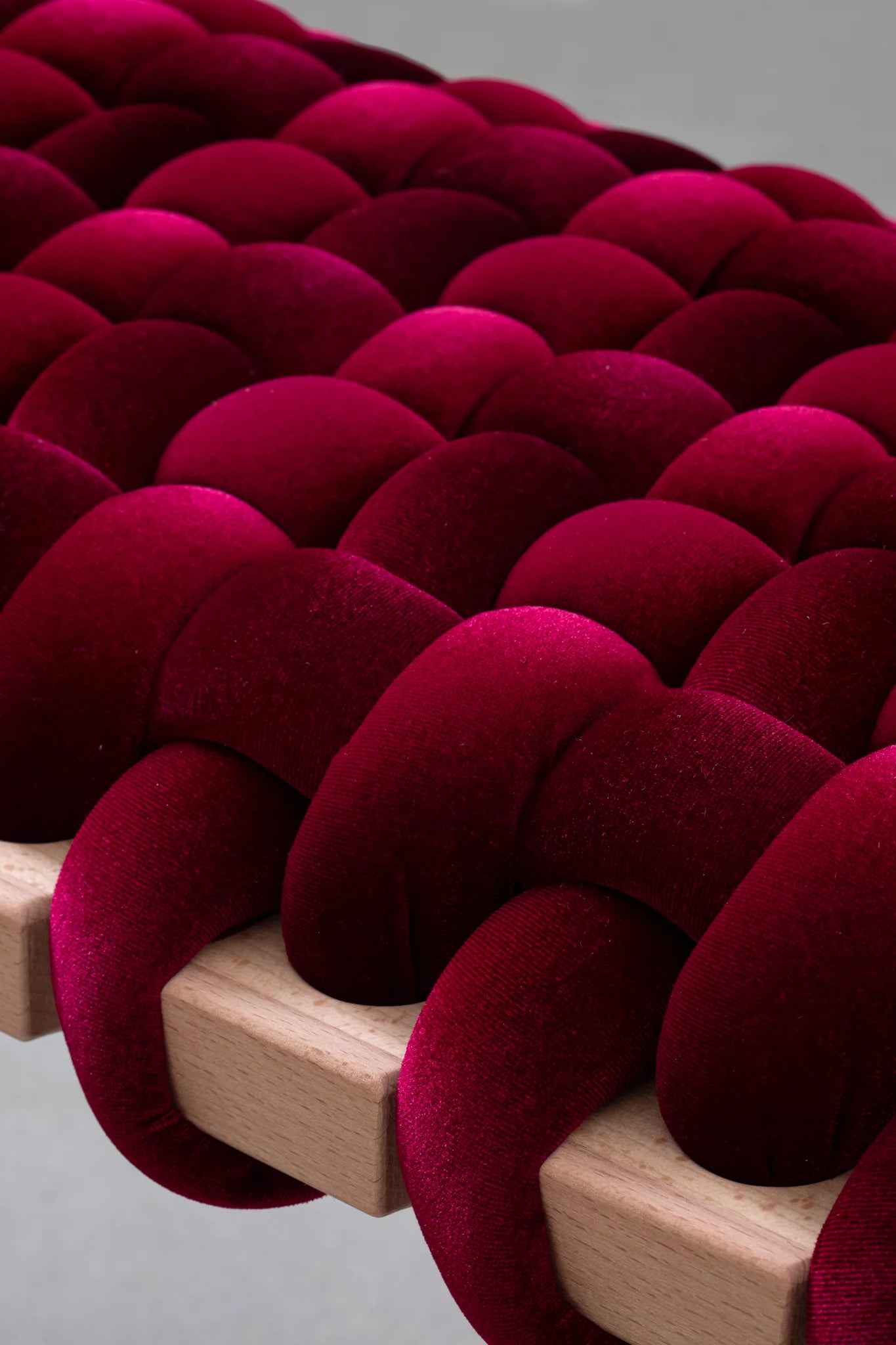 Velvet Woven Stool- Hot Cherry