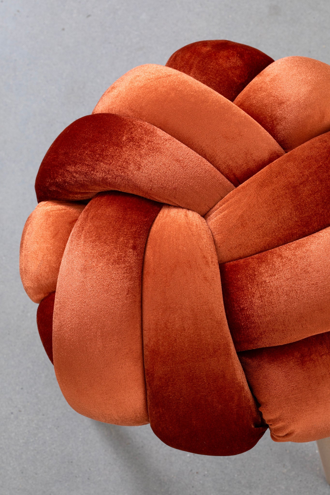 Velvet Knot Stool- Burnt Orange