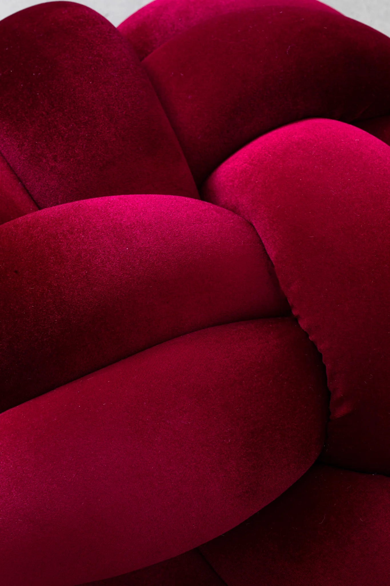 Velvet Knot Cushion- Hot Cherry