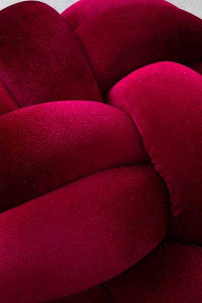 Velvet Knot Cushion- Hot Cherry