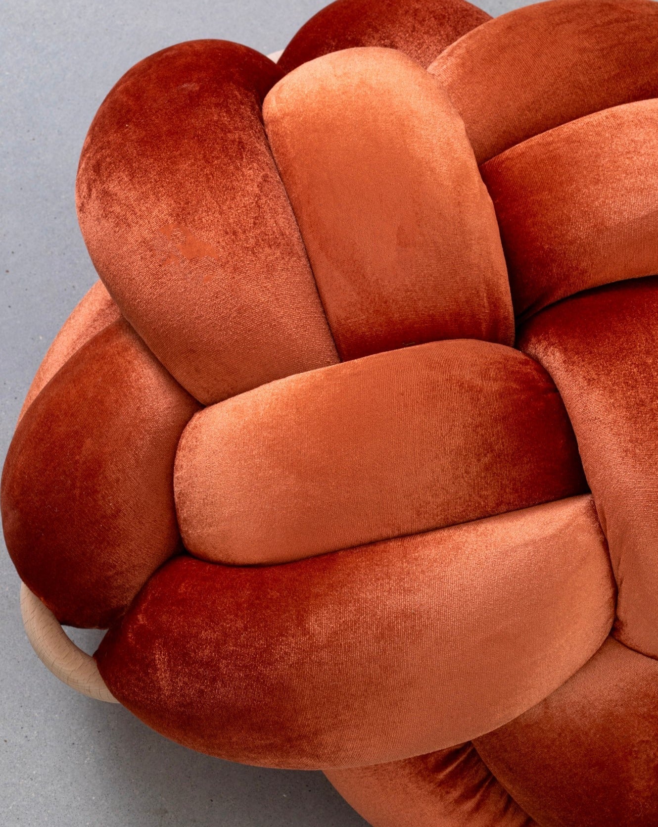 Velvet Knot Cushion- Burnt Orange