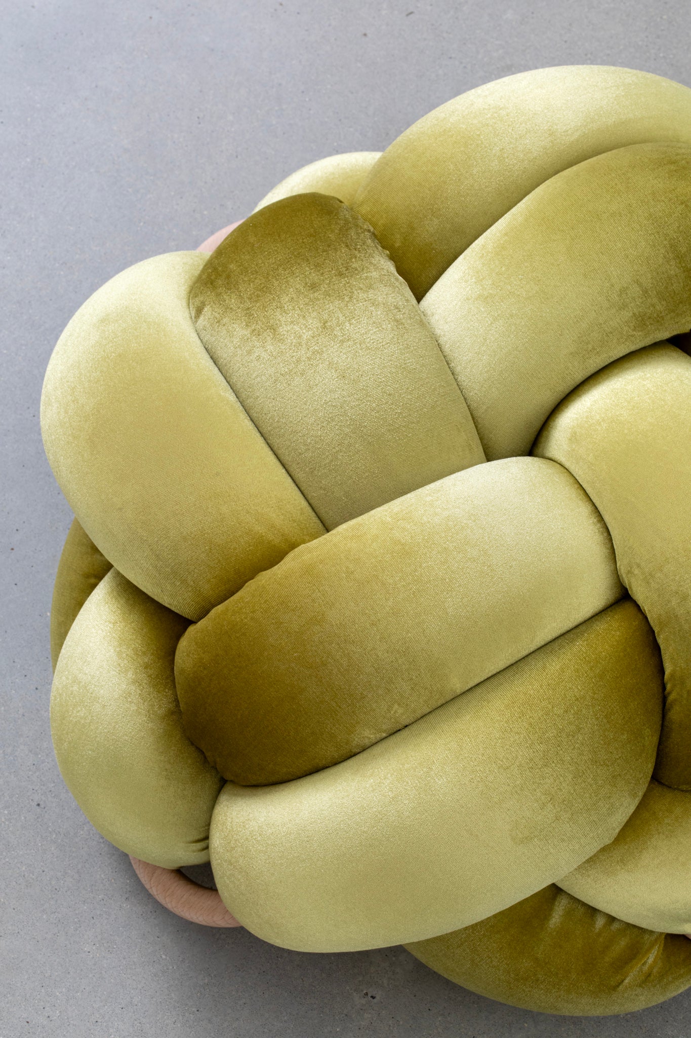 Velvet Knot Cushion- Citron