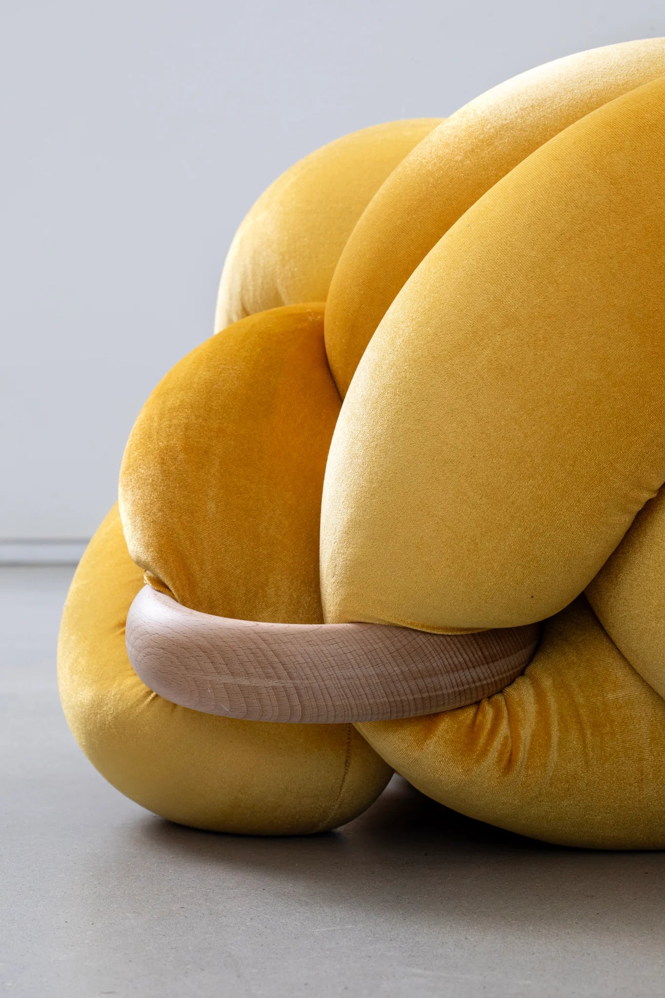 Velvet Knot Cushion- Sunlight Yellow