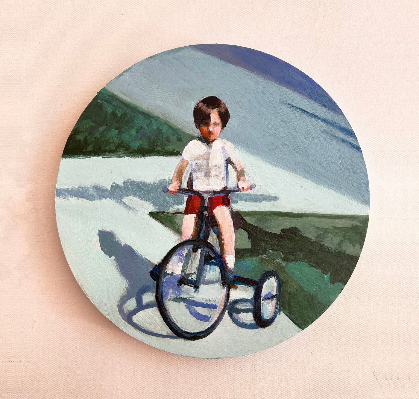 A Child on a Bicycle - Original Painting