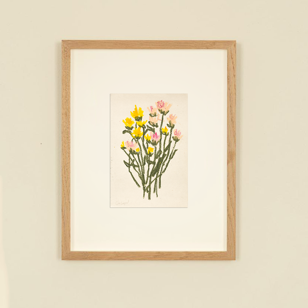 Original framed painting- Wildflowers- Or Lapid