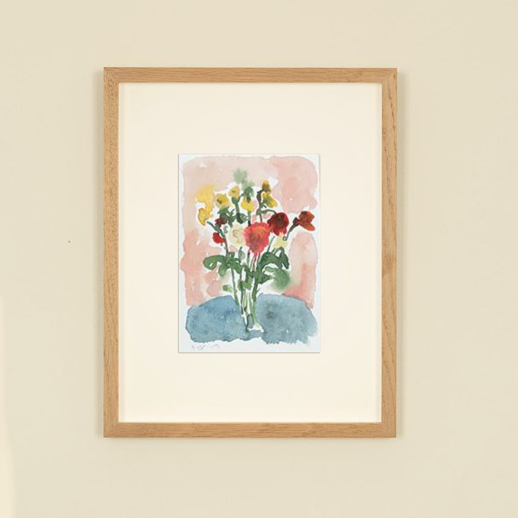 Original framed painting- Blurred Flowers - Or Lapid