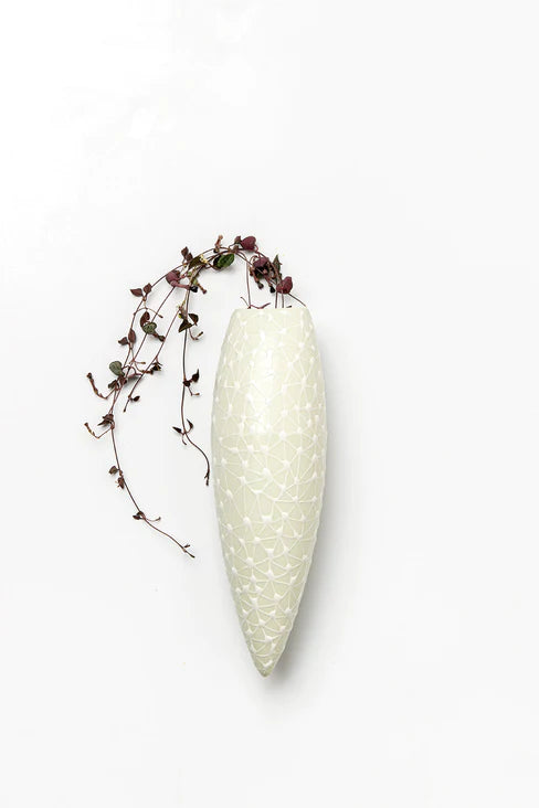 Wall hanging vase-  Mint with White Stars