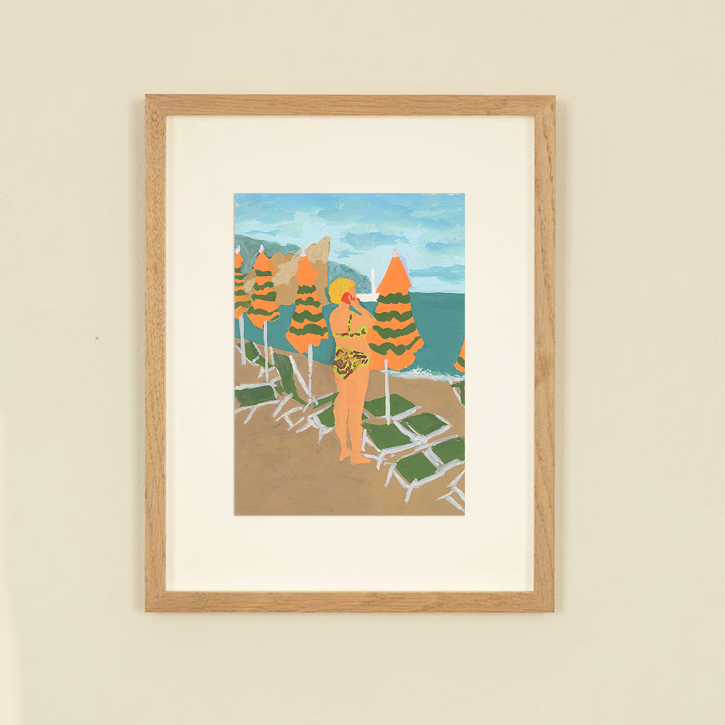 Original framed painting- At the Beach- Or Lapid