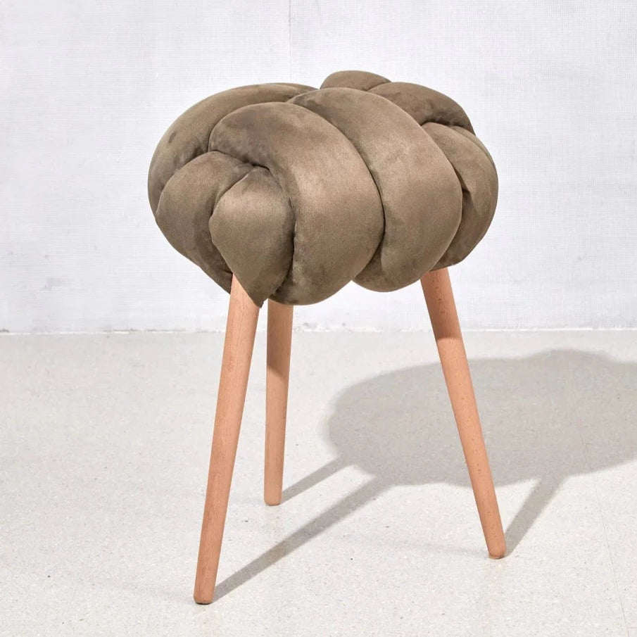 Suede Knot Stool- Army Green