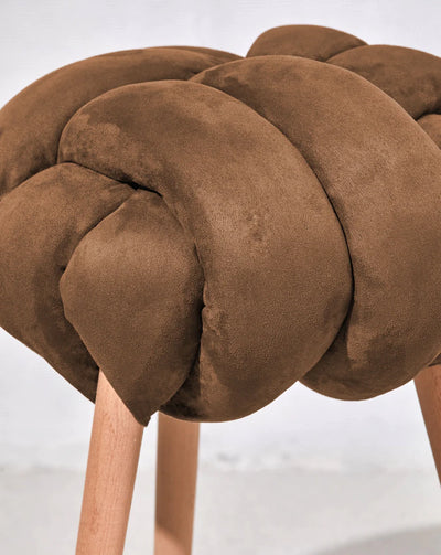 Suede Knot Stool- Choolate Brown