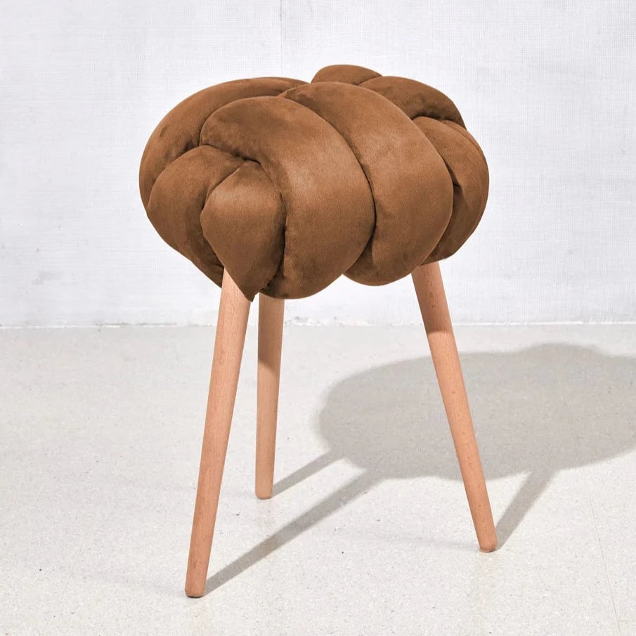 Suede Knot Stool- Choolate Brown