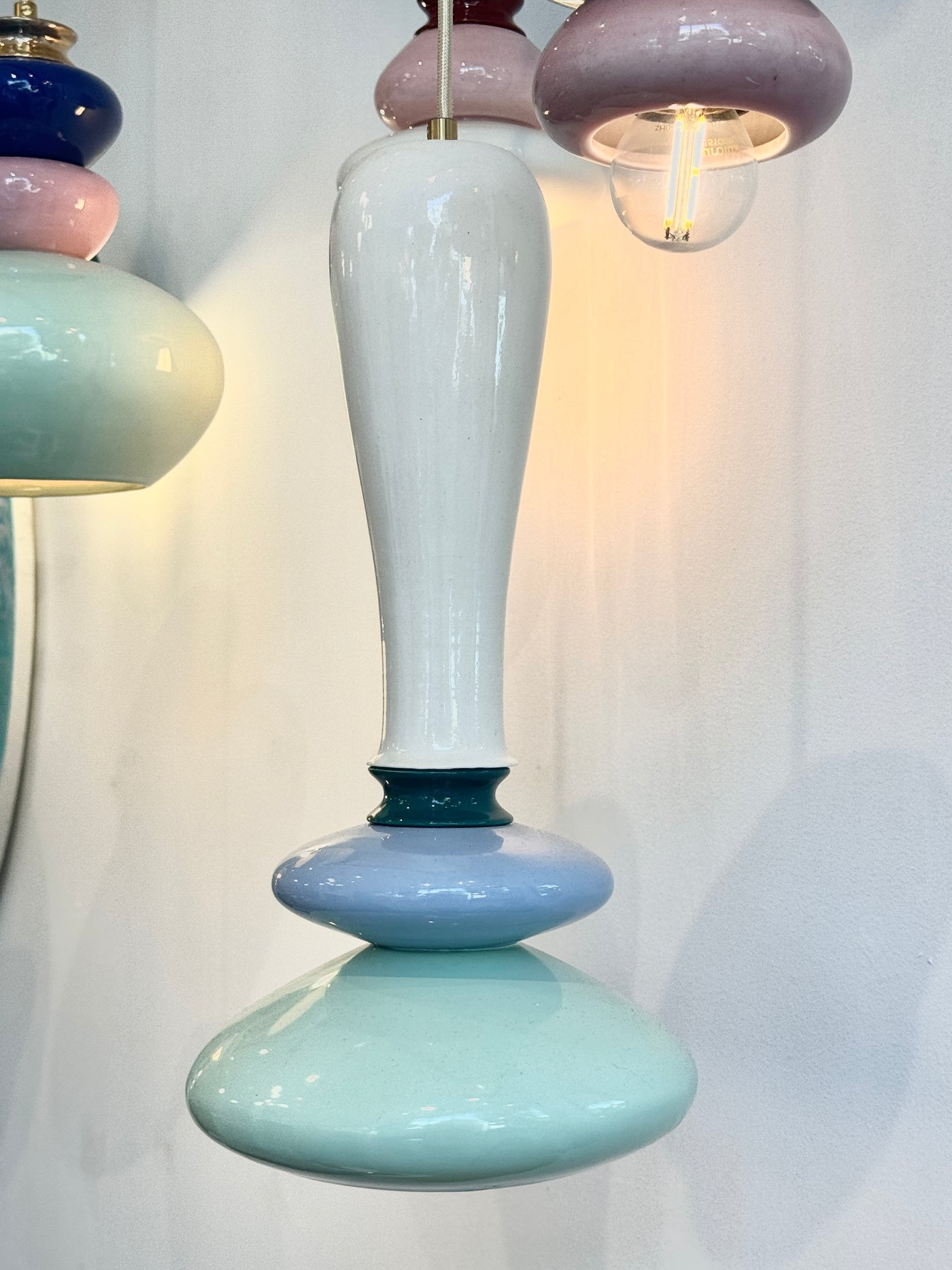 Large Apilar lamp- White and mint (display)