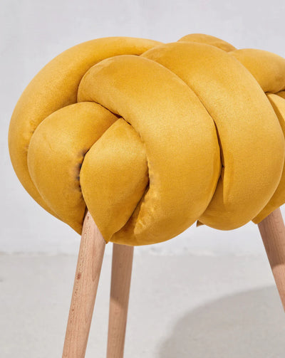Suede Knot Stool- Desert Yellow