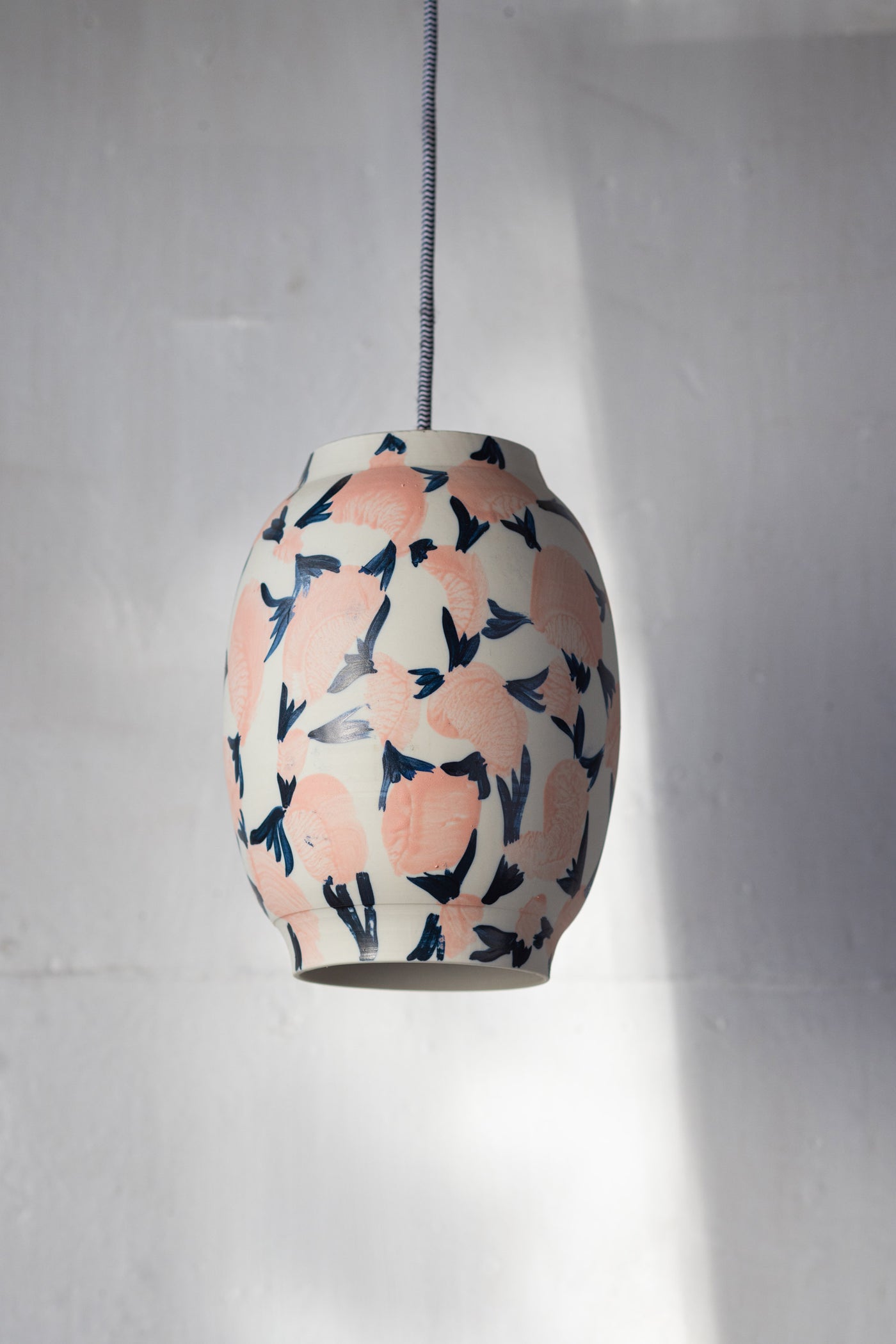 Porcelain Oval Lamp - Pink Flowers