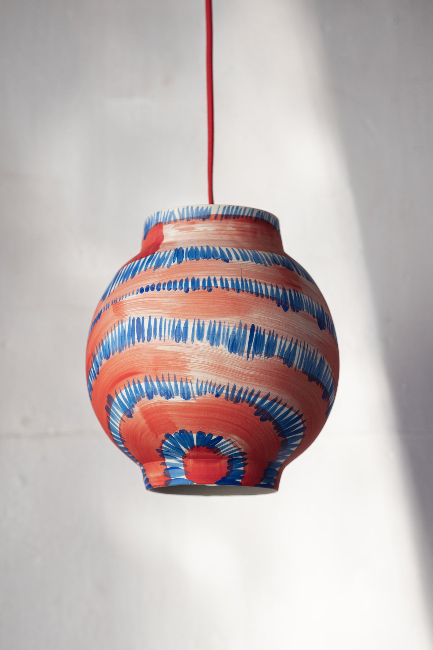 Porcelain Moon Lamp - Red and Blue