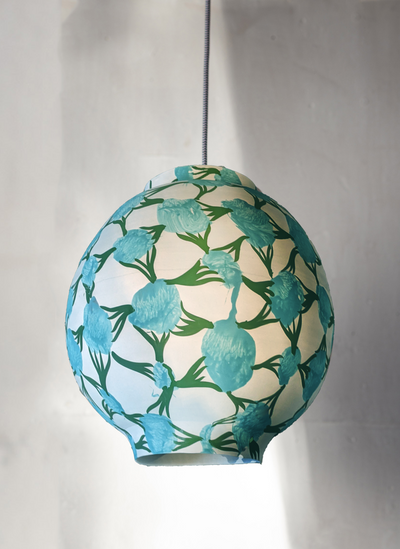 Porcelain Moon Lamp - Green Flowers