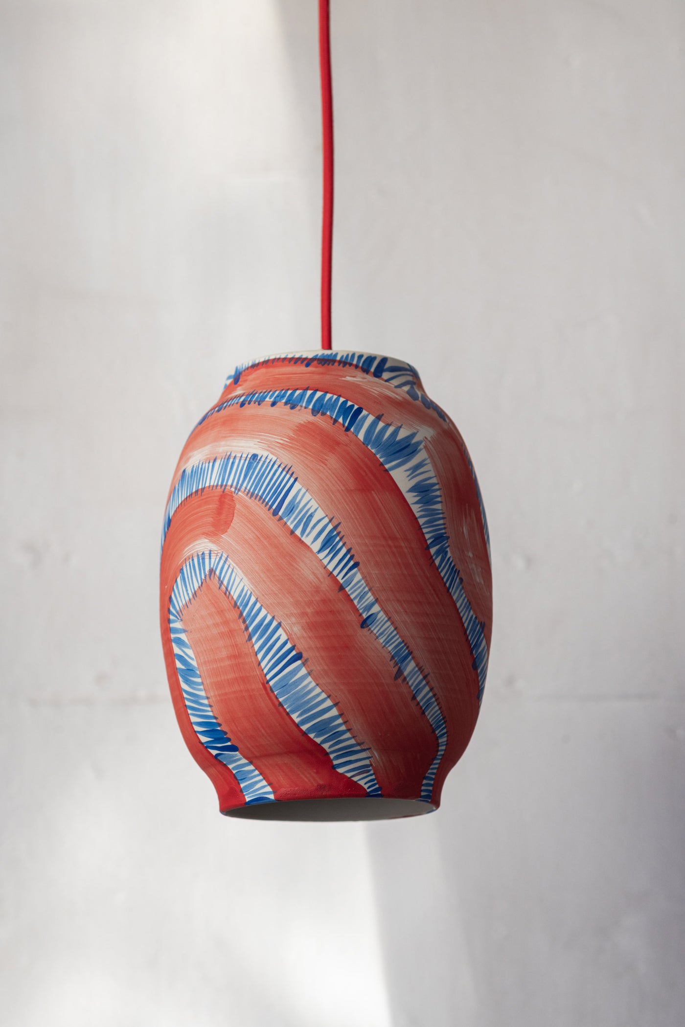 Porcelain Oval Lamp - Red and Blue