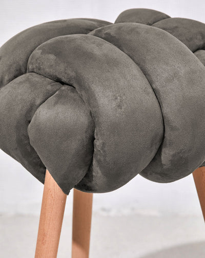 Suede Knot Stool- Graphite