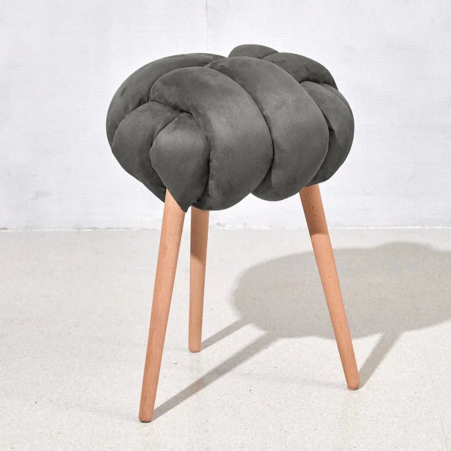Suede Knot Stool- Graphite