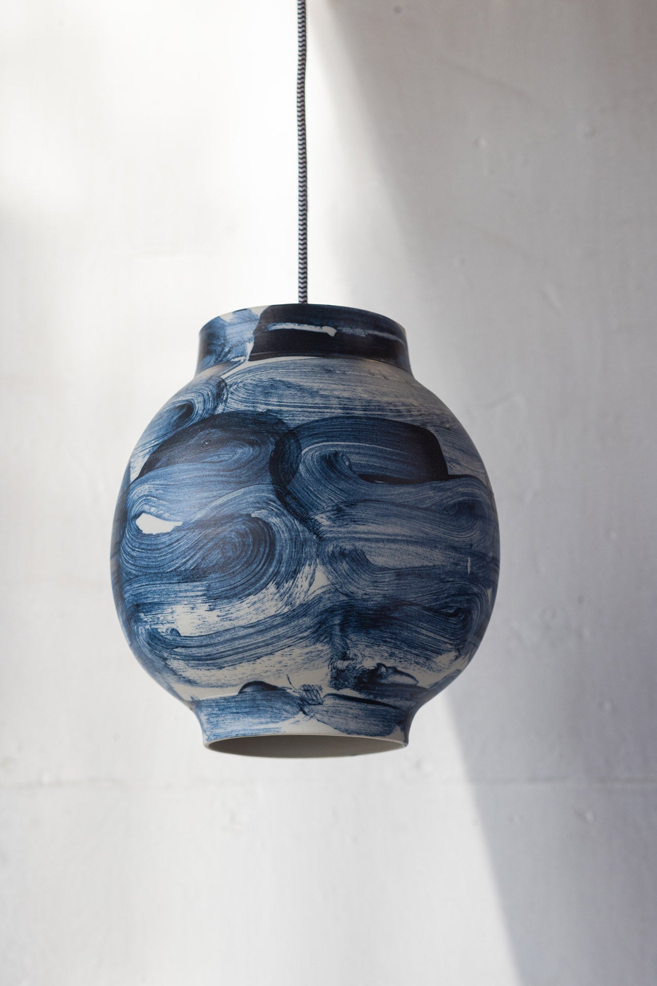 Porcelain Moon Lamp - Blue Waves