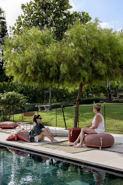 Outdoor Indoor Round Pouf- Clay