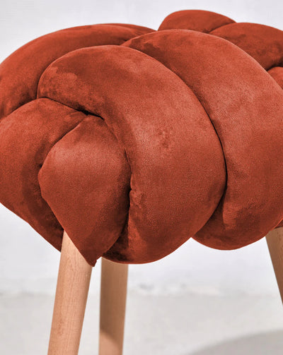 Suede Knot Stool- Red Earth