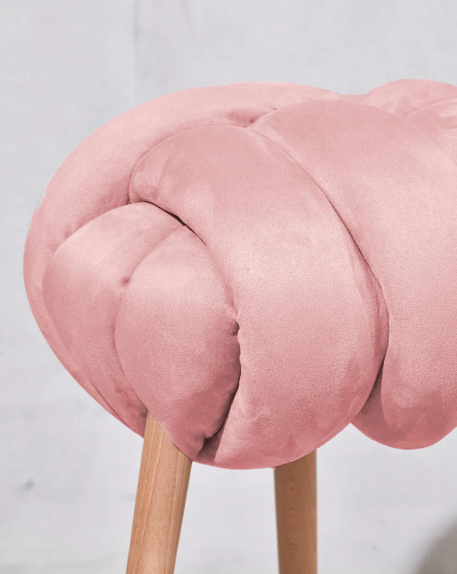 Suede Knot Stool- Rose Pink