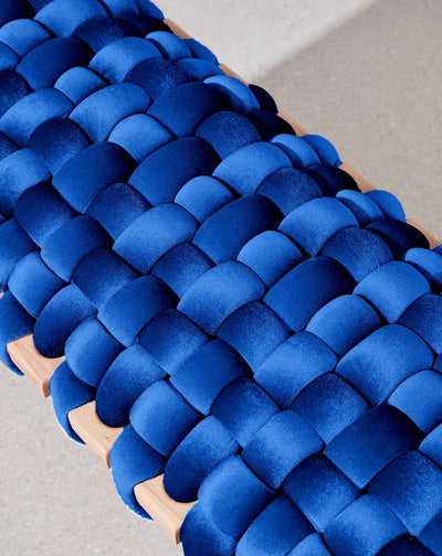 Velvet Woven Bench- Bright Blue
