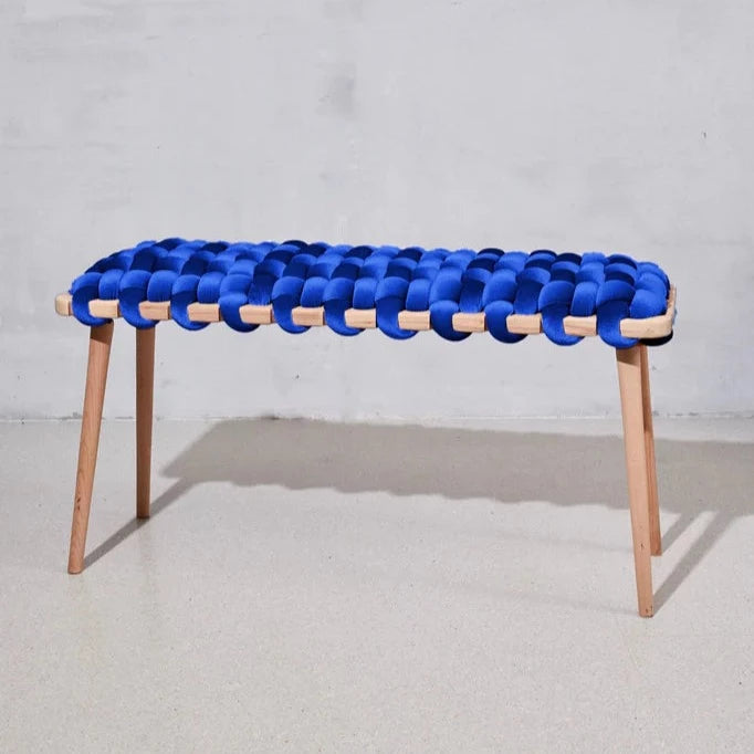 Velvet Woven Bench- Bright Blue
