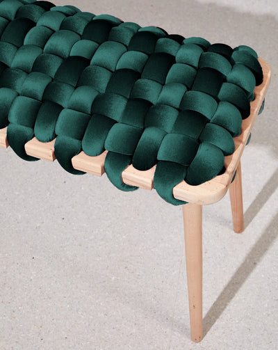 Velvet Woven Bench - Teal