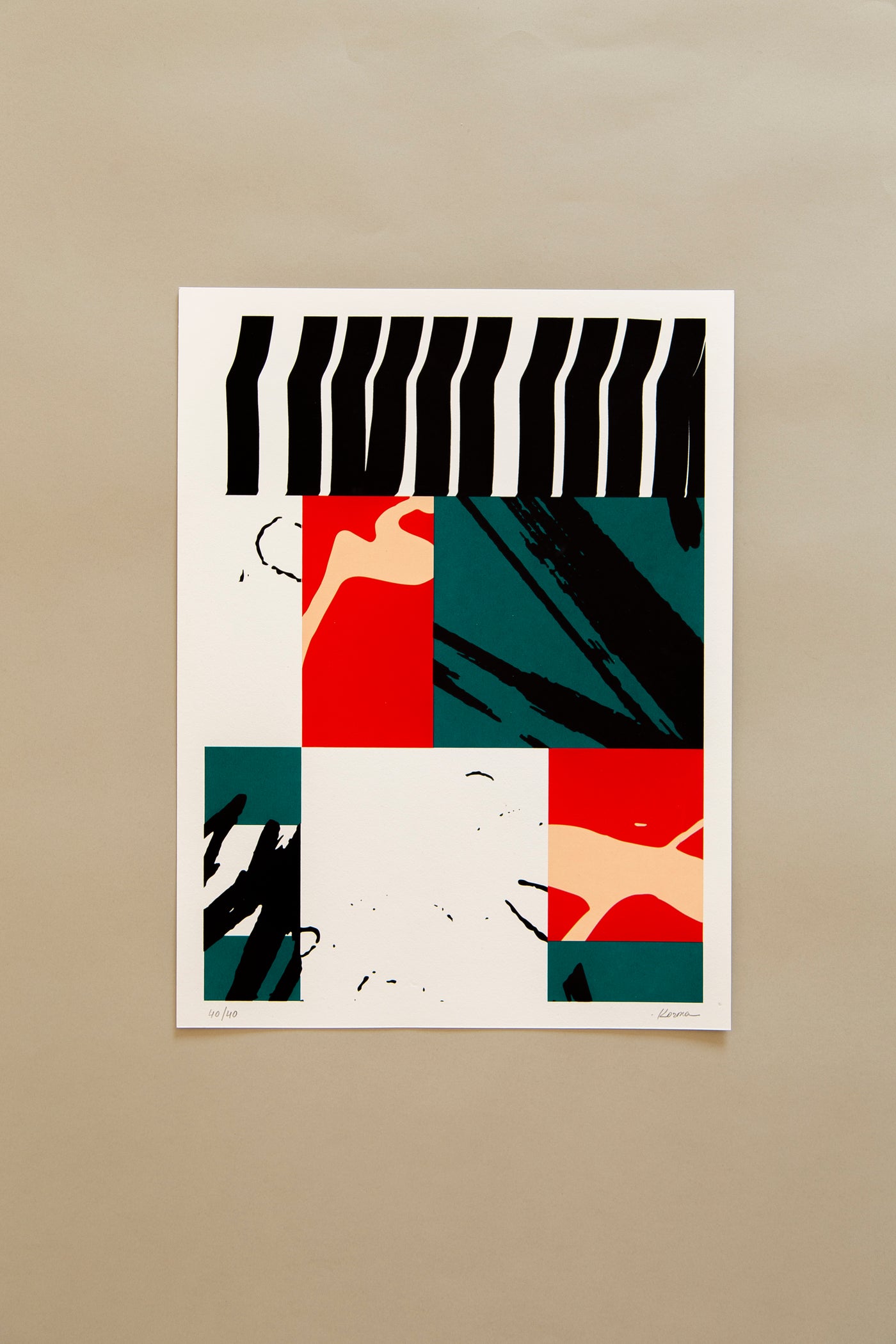 Screen Print Green & Red #1- Dima Korma