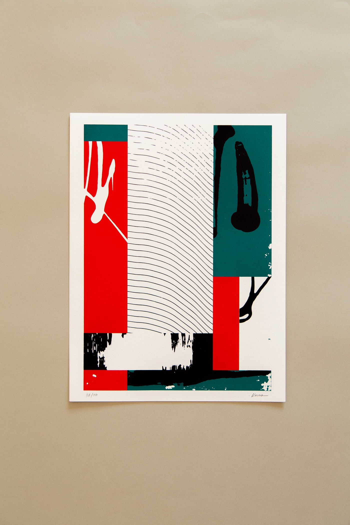 Screen Print Green & Red #3- Dima Korma