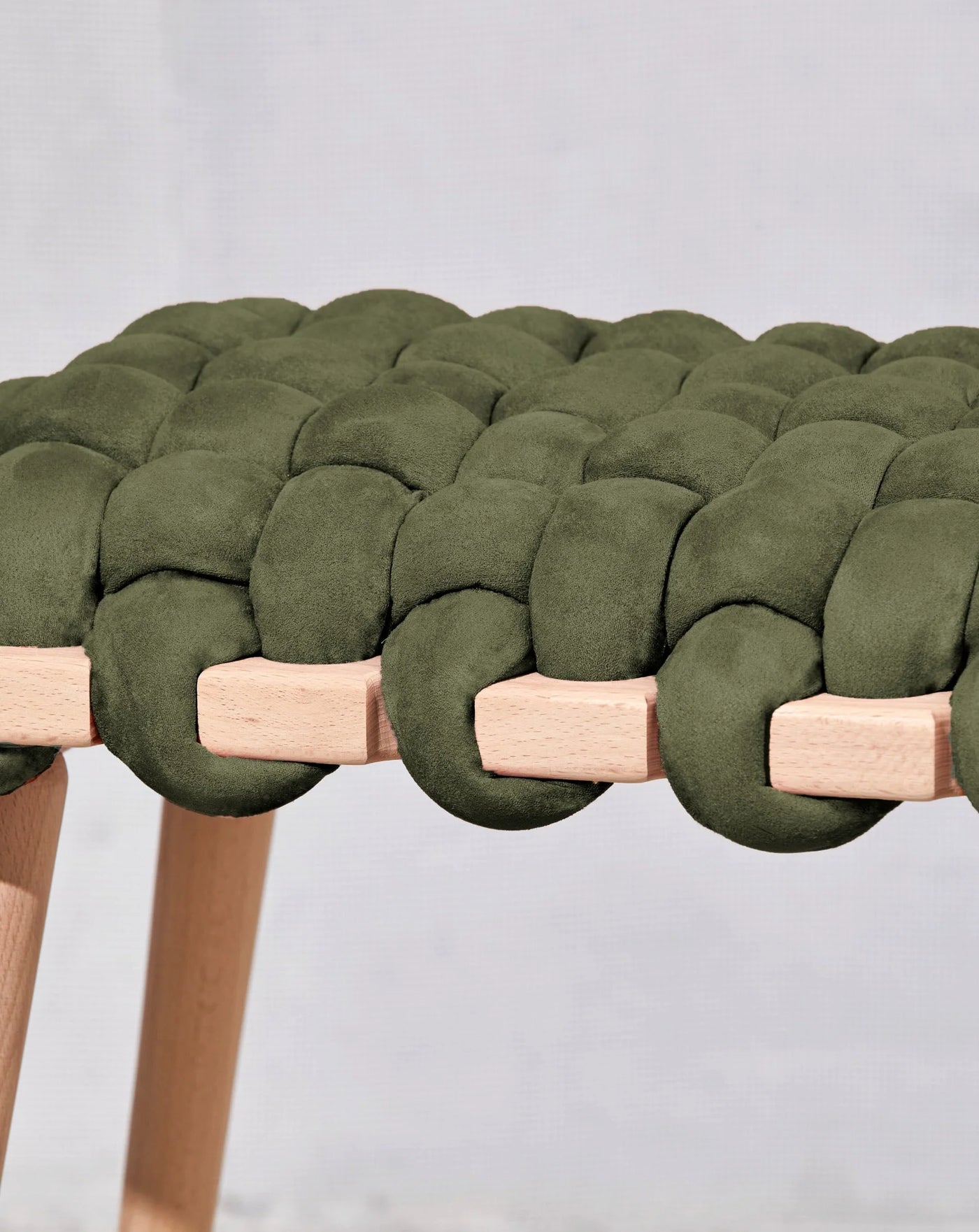 Suede Woven Stool- Army Green