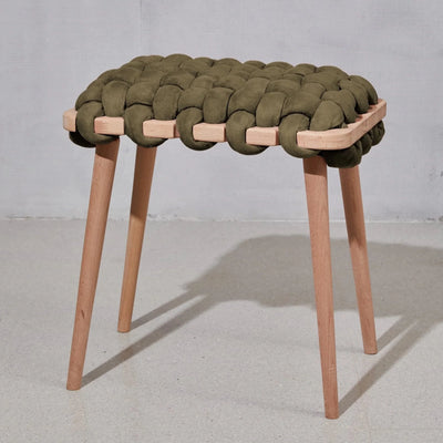 Suede Woven Stool- Army Green